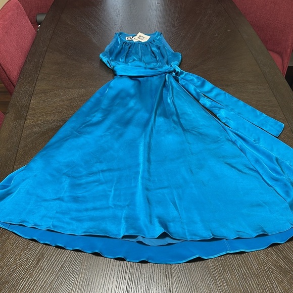 Satin Midi Dress Sleeveless Halter Neck Party Cocktail Evening‎ - Picture 7 of 12